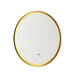 Badkamerspiegel zwart met goud incl. LED en touch dimmer - Pim