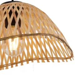 Bohemian hanglamp zwart met bamboe 3-lichts - Lily