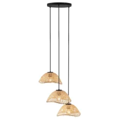 Bohemian hanglamp zwart met bamboe 3-lichts - Lily