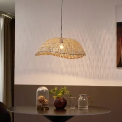 Bohemian hanglamp zwart met bamboe - Lily