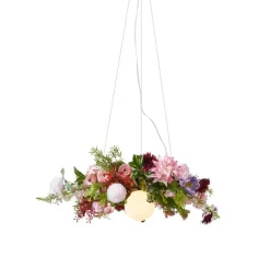 Bohemian plafondlamp zwart met gekleurde bloemen rood en roze - Flower Power