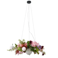Bohemian plafondlamp zwart met gekleurde bloemen rood en roze - Flower Power
