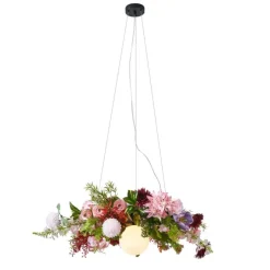 Bohemian plafondlamp zwart met gekleurde bloemen rood en roze - Flower Power