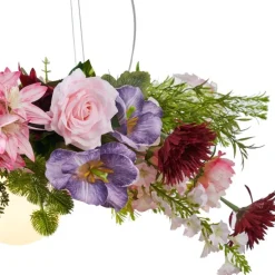 Bohemian plafondlamp zwart met gekleurde bloemen rood en roze - Flower Power