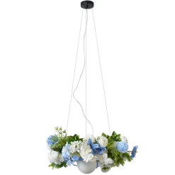 Bohemian plafondlamp zwart met gekleurde bloemen blauw en wit - Flower Power