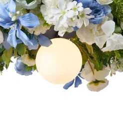 Bohemian plafondlamp zwart met gekleurde bloemen blauw en wit - Flower Power