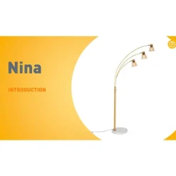 Booglamp brons met marmer en amber glas 3-lichts - Nina