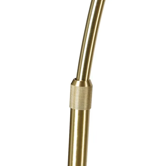 Booglamp messing met marmer en stoffen kap grijs 45 cm - XXL