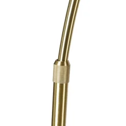 Booglamp messing met marmer stoffen kap grijs 45 cm - XXL