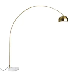 Booglamp messing met witte marmeren voet verstelbaar - XXL