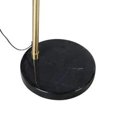 Booglamp messing met zwart stoffen kap zwart 50 cm - XXL