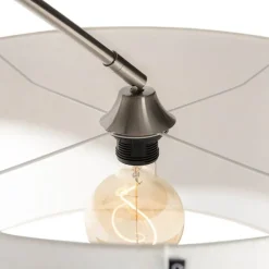 Booglamp staal stoffen kap wit 50 cm - XXL