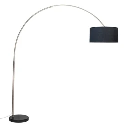Booglamp staal stoffen kap zwart 50 cm - XXL