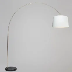 Booglamp staal stoffen kap wit 45 cm - XXL