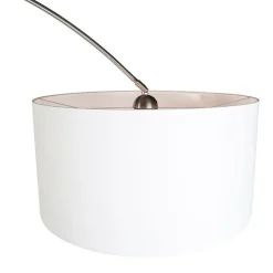 Booglamp staal stoffen kap wit 50/50/25 verstelbaar - XL