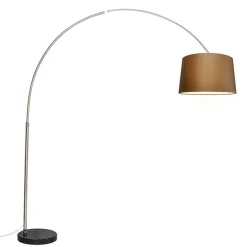 Booglamp staal stoffen kap bruin 45 cm - XXL