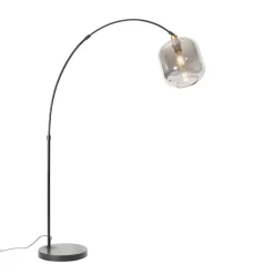 Booglamp zwart met goud met smoke glas - Zuzanna