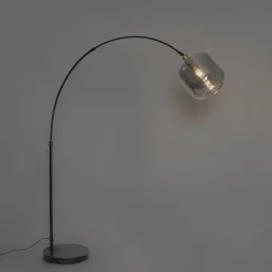 Booglamp zwart met goud met smoke glas - Zuzanna