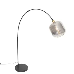 Booglamp zwart met goud met smoke glas - Zuzanna