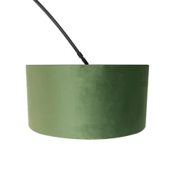 Booglamp zwart velours kap groen met goud 50 cm - XXL