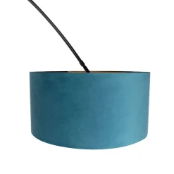 Booglamp zwart velours kap blauw met goud 50 cm - XXL