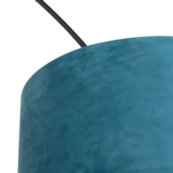 Booglamp zwart velours kap blauw met goud 50 cm - XXL