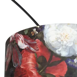 Booglamp zwart velours kap bloemen dessin 50 cm - XXL