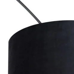 Booglamp zwart velours kap zwart met goud 50 cm - XXL