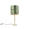 Botanische tafellamp messing met pauw kap 25 cm - Simplo