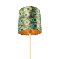 Botanische tafellamp messing met pauw kap 25 cm - Simplo