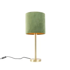 Botanische tafellamp messing met groene kap 25 cm - Simplo