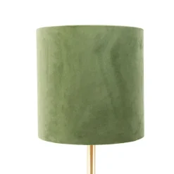 Botanische tafellamp messing met groene kap 25 cm - Simplo