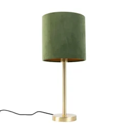 Botanische tafellamp messing met groene kap 25 cm - Simplo