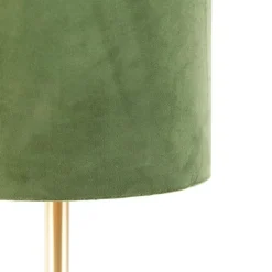 Botanische tafellamp messing met groene kap 25 cm - Simplo