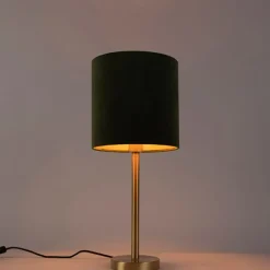 Botanische tafellamp messing met groene kap 25 cm - Simplo