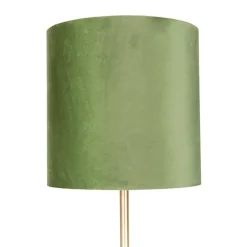 Botanische vloerlamp messing met groene kap 40 cm - Simplo