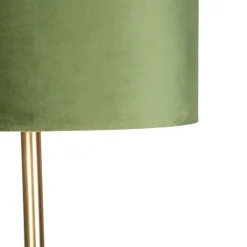Botanische vloerlamp messing met groene kap 40 cm - Simplo