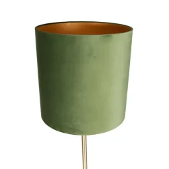 Botanische vloerlamp messing met groene kap 40 cm - Simplo