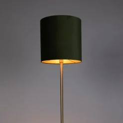 Botanische vloerlamp messing met groene kap 40 cm - Simplo