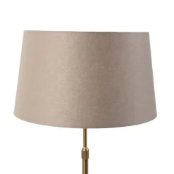 Bronze tafellamp met linnen kap taupe 35cm- Parte