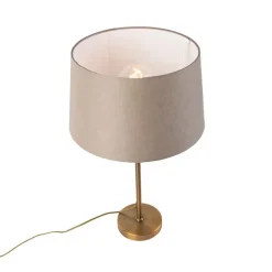 Bronze tafellamp met linnen kap taupe 35cm- Parte