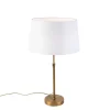 Bronze tafellamp met linnen kap wit 35cm - Parte