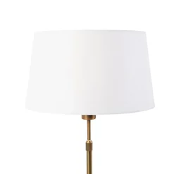 Bronze tafellamp met linnen kap wit 35cm - Parte
