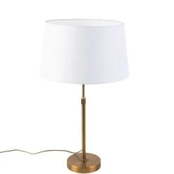 Bronze tafellamp met linnen kap wit 35cm - Parte