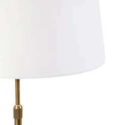 Bronze tafellamp met linnen kap wit 35cm - Parte