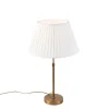Bronze tafellamp met plisse kap wit 35cm - Parte
