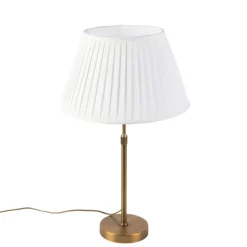 Bronze tafellamp met plisse kap wit 35cm - Parte