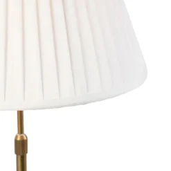 Bronze tafellamp met plisse kap wit 35cm - Parte
