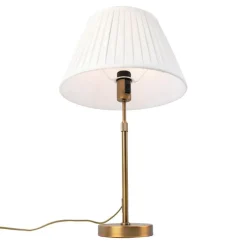 Bronze tafellamp met plisse kap wit 35cm - Parte