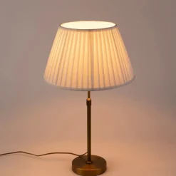 Bronze tafellamp met plisse kap wit 35cm - Parte